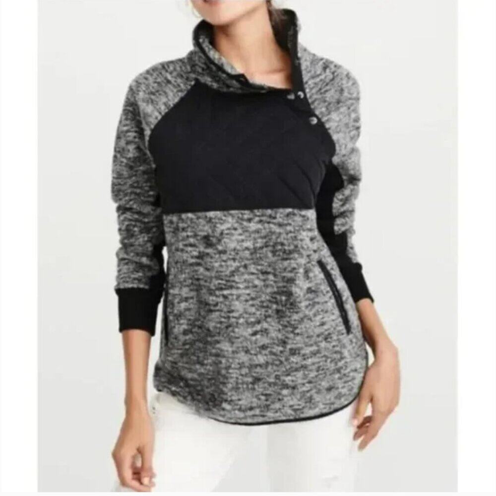 Abercrombie & Fitch Asymmetrical Snap Fleece Pullover Sweatshirt Size Large